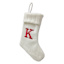 8" White Knit Monogram Stocking, K