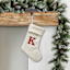 8" White Knit Monogram Stocking, K