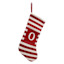 Red & White Striped Monogram Knit Stocking, O
