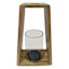 Wood & Metal Lantern with Glass Hurricane, 12.5"