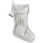 20" White Velvet Monogram Stocking, B
