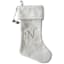 20" White Velvet Monogram Stocking, N