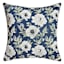 Navy Blue Peony Print Throw Pillow, 18"