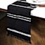 Black Woven Fringer Table Runner with White Stripes, 14x72