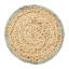 15In Natural Briaded Round Placemat With Blue Stitch