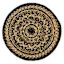 Black Mandala Printed Natural Jute Braided Placemat, 15"