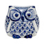 Blue & White Chinoiserie Ceramic Owl, 5"