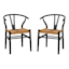Found & Fable Set of 2 Denise Wishbone Dining Chairs, Black
