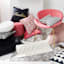 Piper Round Ottoman, Bright Pink Velvet