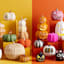White LED Boo Ceramic Pumpkin, 7.1"