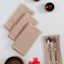 Set of 4 Rose Linen-Like Cotton Napkins, 18"