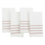 Set of 4 Ivory Ribbed Napkins with Rose Insert Stripes, 18"