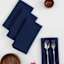 Set of 4 Navy Blue Linen-Like Cotton Napkins, 18"
