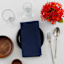 Set of 4 Navy Blue Linen-Like Cotton Napkins, 18"