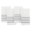 Set of 4 White Ribbed Napkins with Blue Insert Stripes, 18"