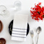Set of 4 White Ribbed Napkins with Blue Insert Stripes, 18"