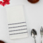 Set of 4 White Ribbed Napkins with Blue Insert Stripes, 18"