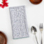 Set of 4 White & Navy Striped Napkins with Light Blue Overlock Edge, 18"