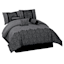 7-Piece Grey Deluxe Flocked Lace Premium Comforter Set, Queen