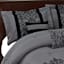 7-Piece Grey Deluxe Flocked Lace Premium Comforter Set, Queen