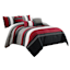 7-Piece Red & Black Embroidered Pintuck Premium Comforter Set, Queen