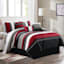 7-Piece Red & Black Embroidered Pintuck Premium Comforter Set, King