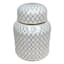 Providence Charlotte White & Gold Checkered Ceramic Jar, 5.5"