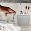 Providence Charlotte White & Gold Checkered Toothbrush Holder, 4.5"