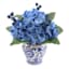 Blue Hydrangea & Berry in Blue & White Vase, 8"