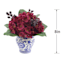 Red Hydrangea & Berry in Blue & White Vase, 8"