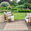 (E527) Beige Moroccan Outdoor Area Rug, 5x7
