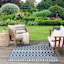(E528) Navy Blue Moroccan Outdoor Area Rug, 5x7