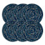 Set of 6 Navy Blue Boucle Round Placemat, 15"