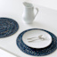 Set of 6 Navy Blue Boucle Round Placemat, 15"