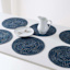 Set of 6 Navy Blue Boucle Round Placemat, 15"