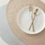 Belmar Champagne & Silver Oval Placemat, 13x18
