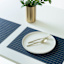 Set of 6 Lexington Navy & Gold Woven Vinyl Placemats, 13x18