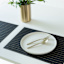 Set of 6 Lexington Black & Gold Woven Vinyl Placemats, 13x18