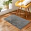 Silver Faux Rabbit Fur Accent Rug, 27x45
