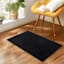Black Faux Rabbit Fur Accent Rug, 27x45