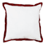 Providence White Solid Velvet Throw Pillow with Burgundy Flange, 18"