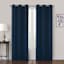 Navy Shrink Yarn Light Filtering Grommet Curtain Panel, 84"