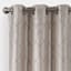 Ivory Linen Faux Silk Embroidered Blackout Grommet Curtain Panel, 84"