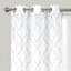 2-Pack White & Linen Metallic Embroidered Geo Grommet Curtain Panels, 84"