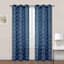 2-Pack Navy Blue Embroidered Scroll Grommet Curtain Panels, 84"