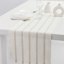 Ivory Woven Ribbed Table Runner with Neutral Stripes & Fringe, 14x72