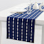 Navy Blue Dobby Table Runner with White Tick Stripes, 14x72