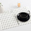 Set of 4 Ivory Reversible Rib Placemats with Black Stripes, 13x17