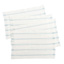 Set of 4 Woven Ribbed Placemats with Cameo Blue Stripes & Fringe
