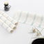 Set of 4 Woven Ribbed Placemats with Cameo Blue Stripes & Fringe